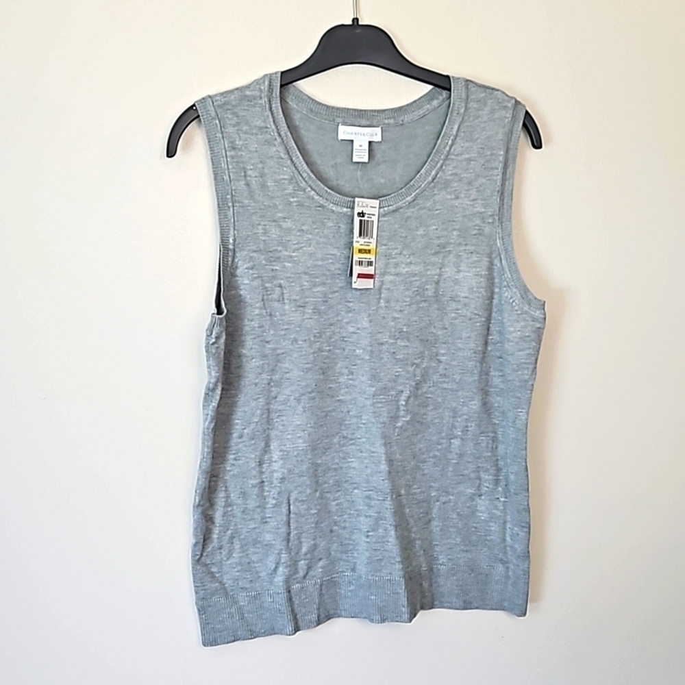 Charter Club Gray Sleeveless Sweater Tank Top